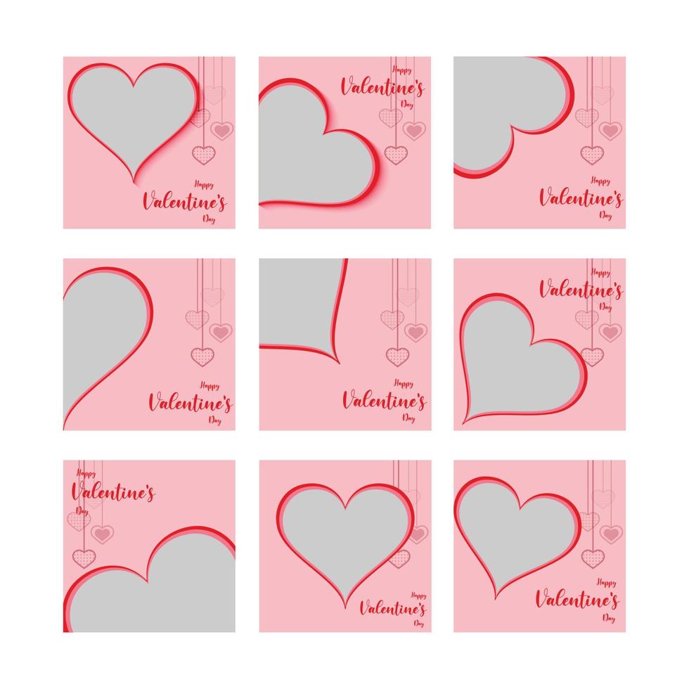 valentines day red and pink post design part three vector