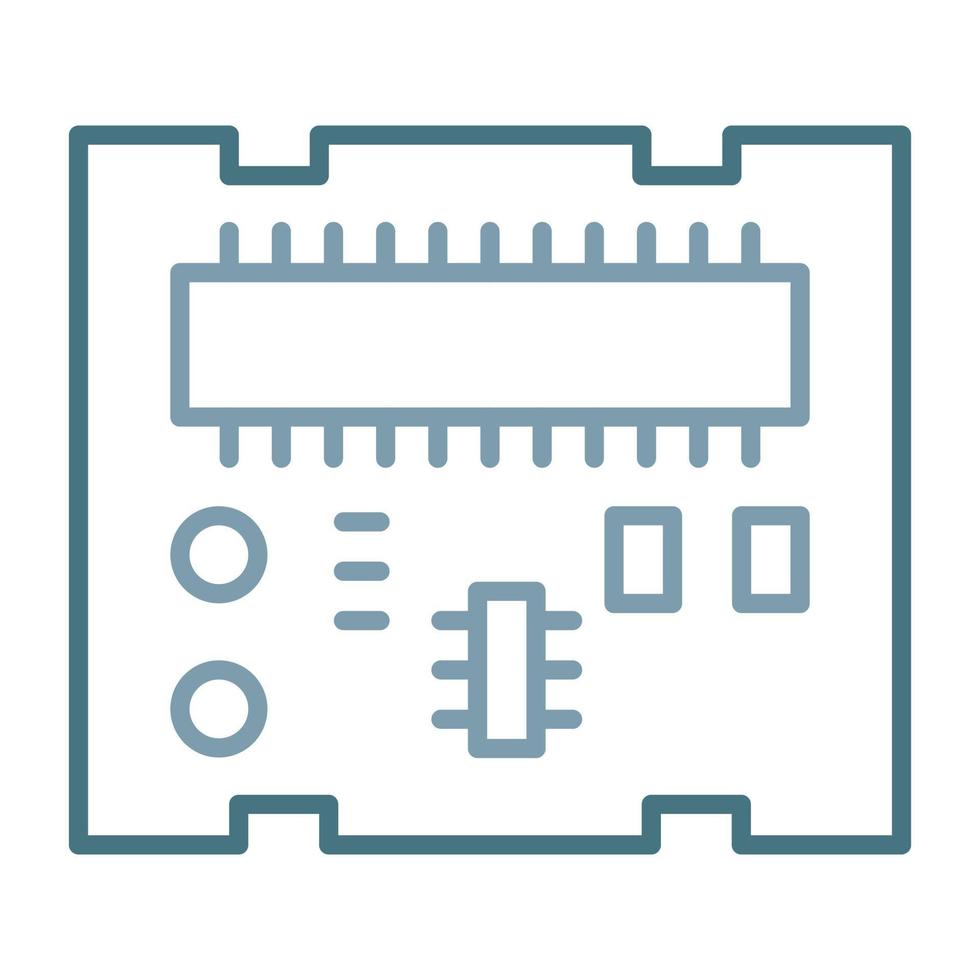 icono de dos colores de la línea de placa pcb vector