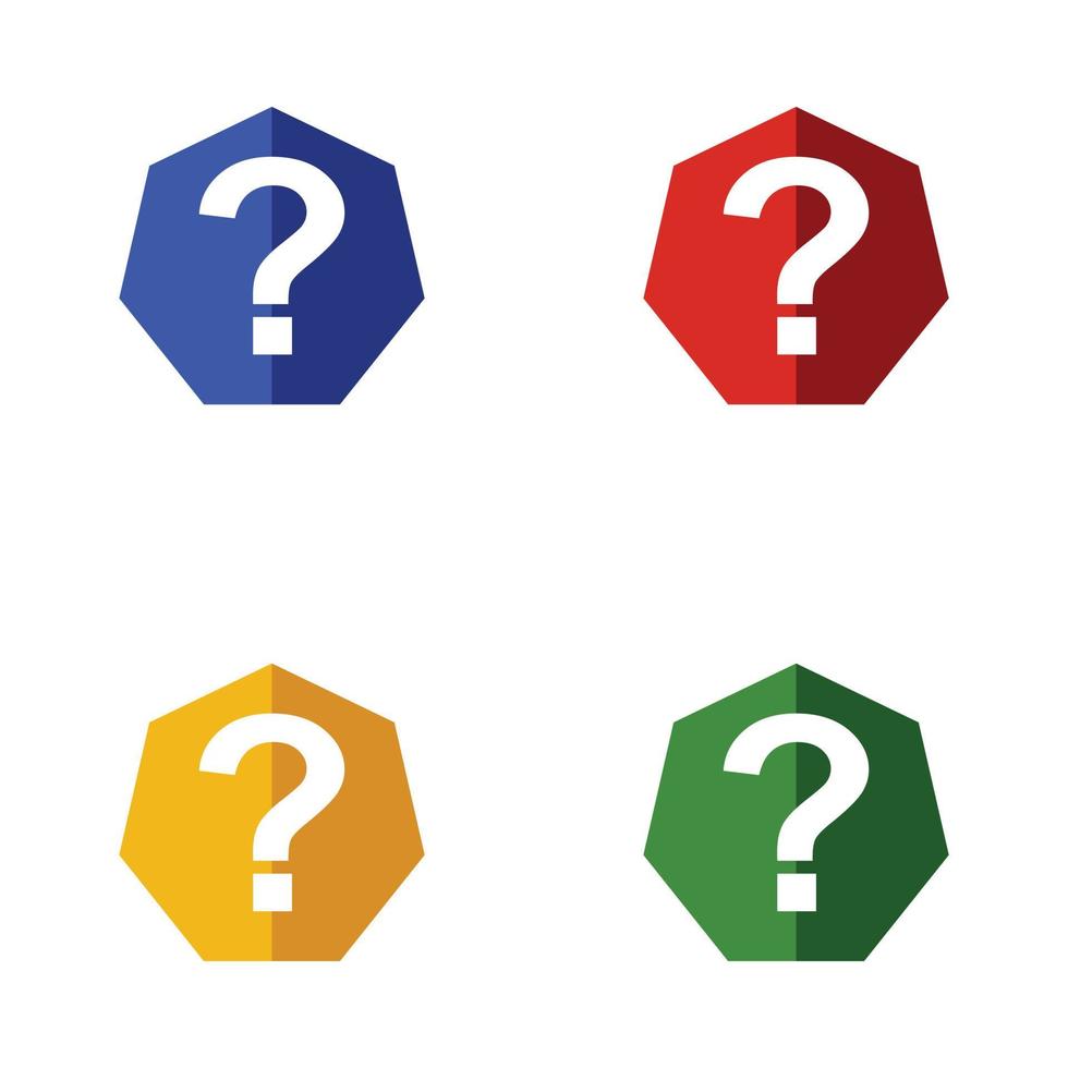 Set of Silhouette Hexagon Question Mark Flat Design Icons, Hexagon Question Mark Icons Isolated on White Background vector