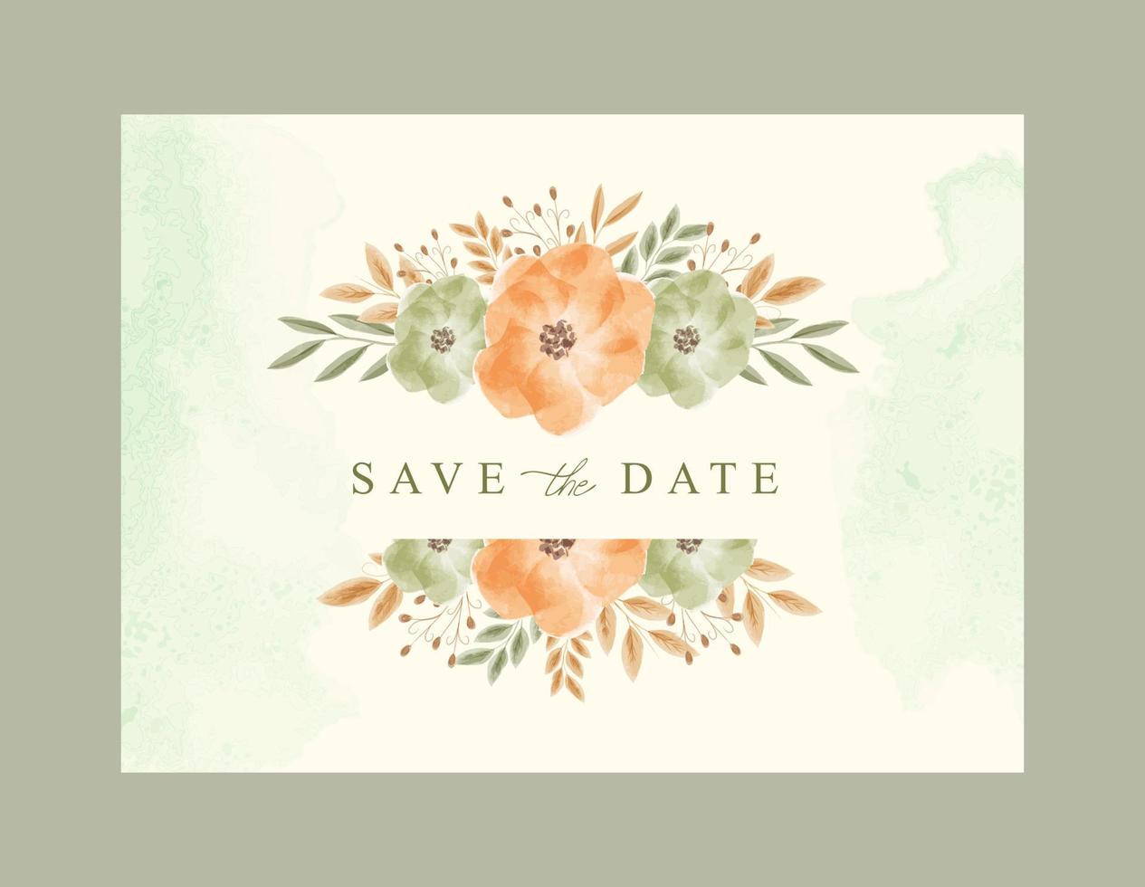 Save the date background with beautiful bouquet floral watercolor vector