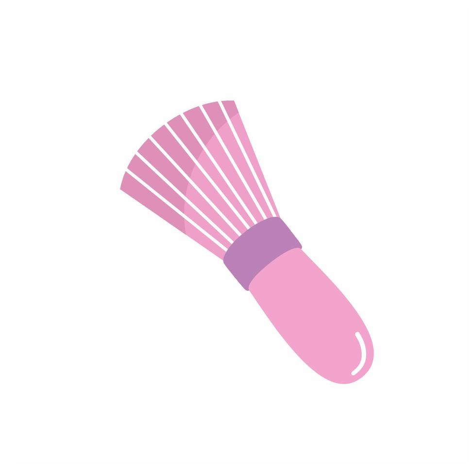 Pink brush for applying cosmetics. Vector flat symbol.