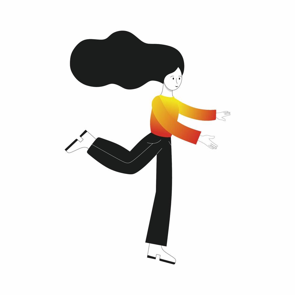the girl runs to him. Vector flat illustration of a running man. A woman isolated on a white background. an object for the design of a windscreen, banner, or ad. Discounts and promotions, hot offers.