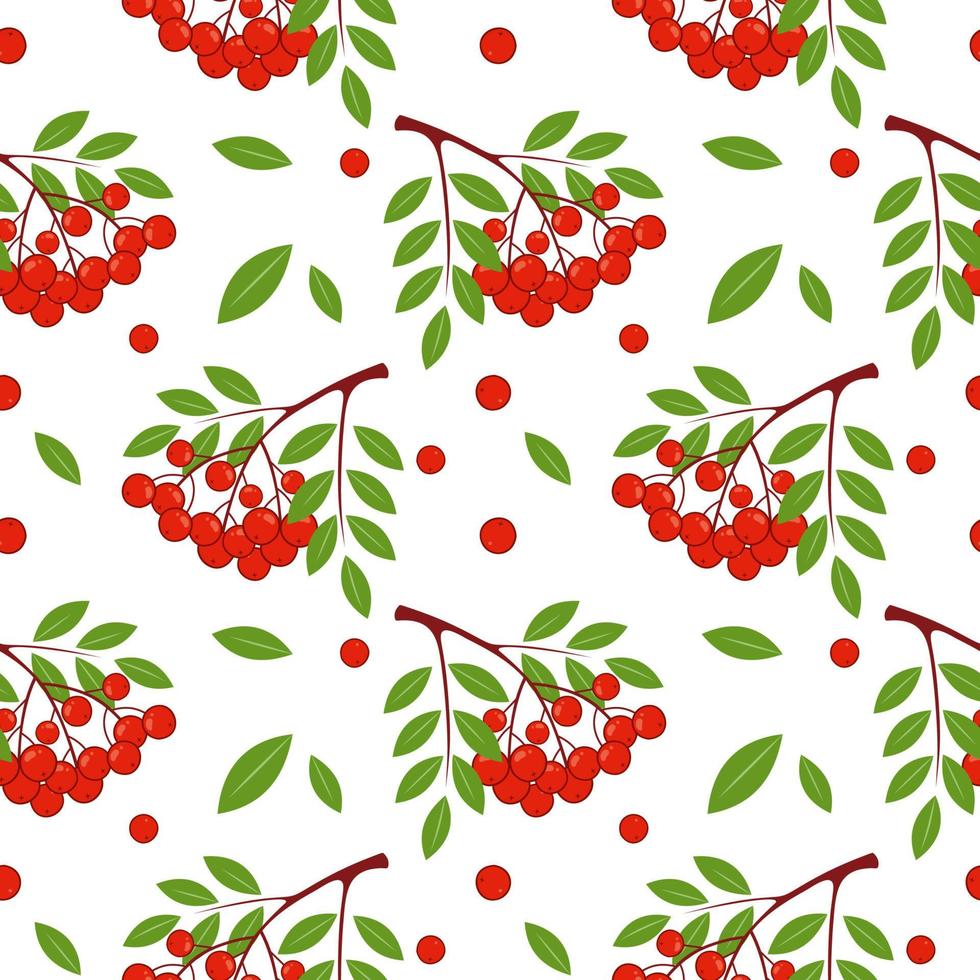 Seamless pattern with Rowan. Background for fabric with berries. Wallpaper for the children's room, print for textiles. vector