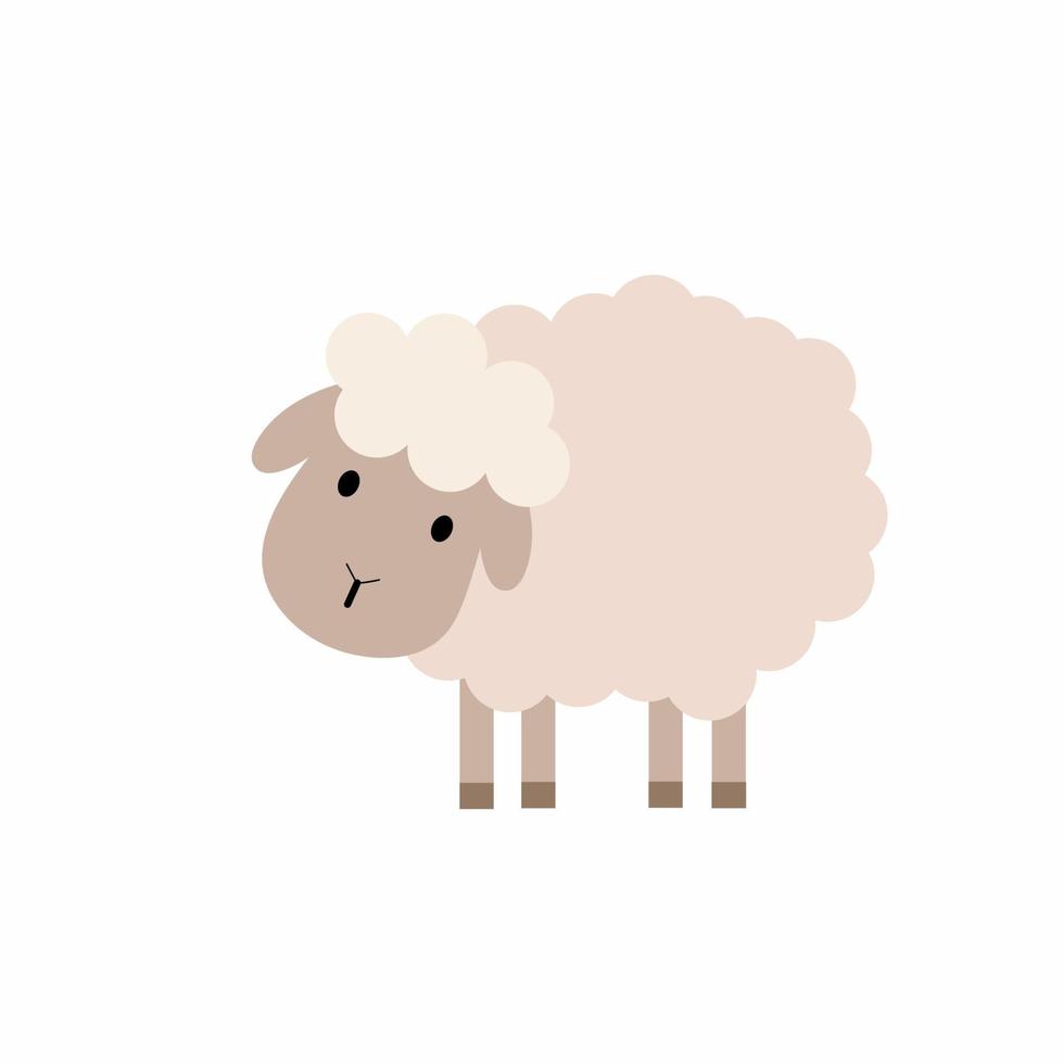 oveja linda en estilo de dibujos animados. Ilustración infantil de una oveja. mascota de vector. vector