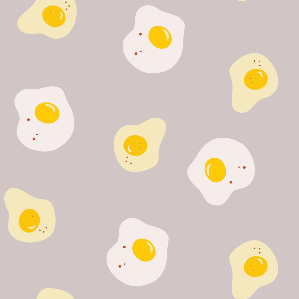 Scrambled eggs seamless pattern. Morning breakfast with fried eggs. Farm products Vector background for textile scrapbooking, wallpaper design