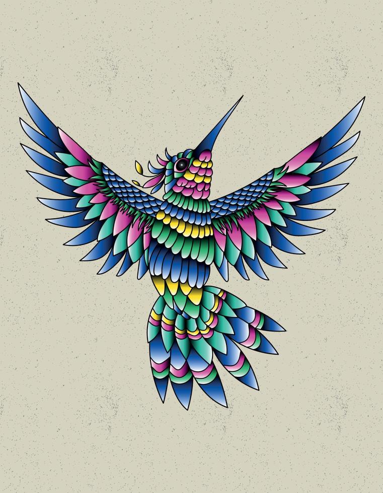 hummingbird colorful design vector