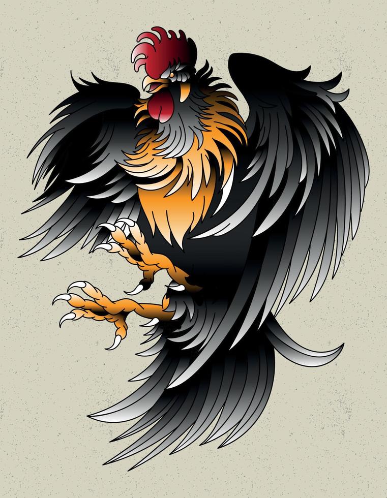 tatuaje de gallo japón vector