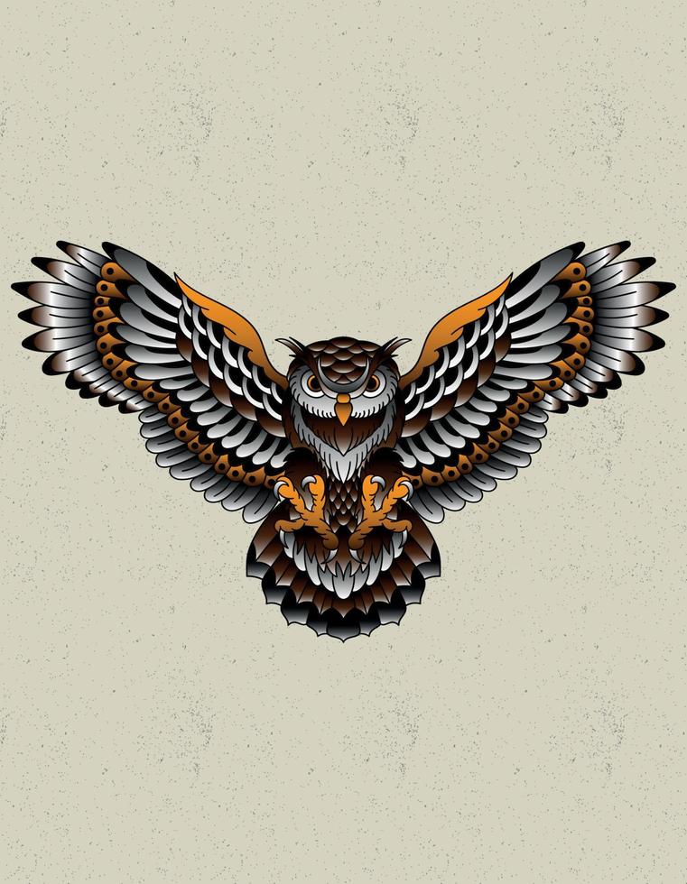 owl tattoo neo traditional vector