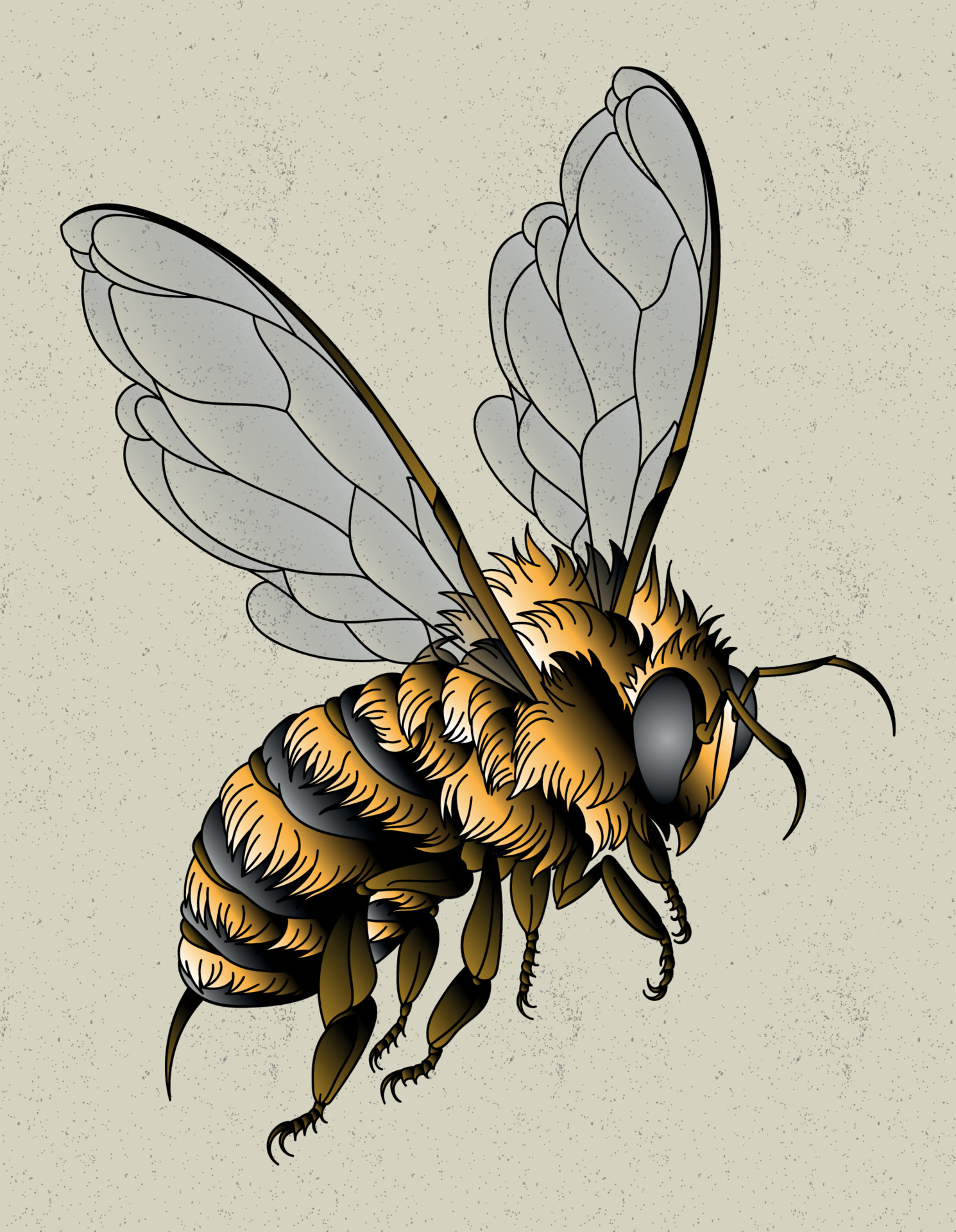 honey bee tattoo 4691546 Vector Art at Vecteezy
