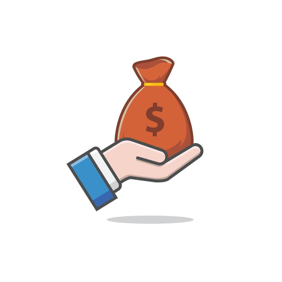 hand with money bag vector