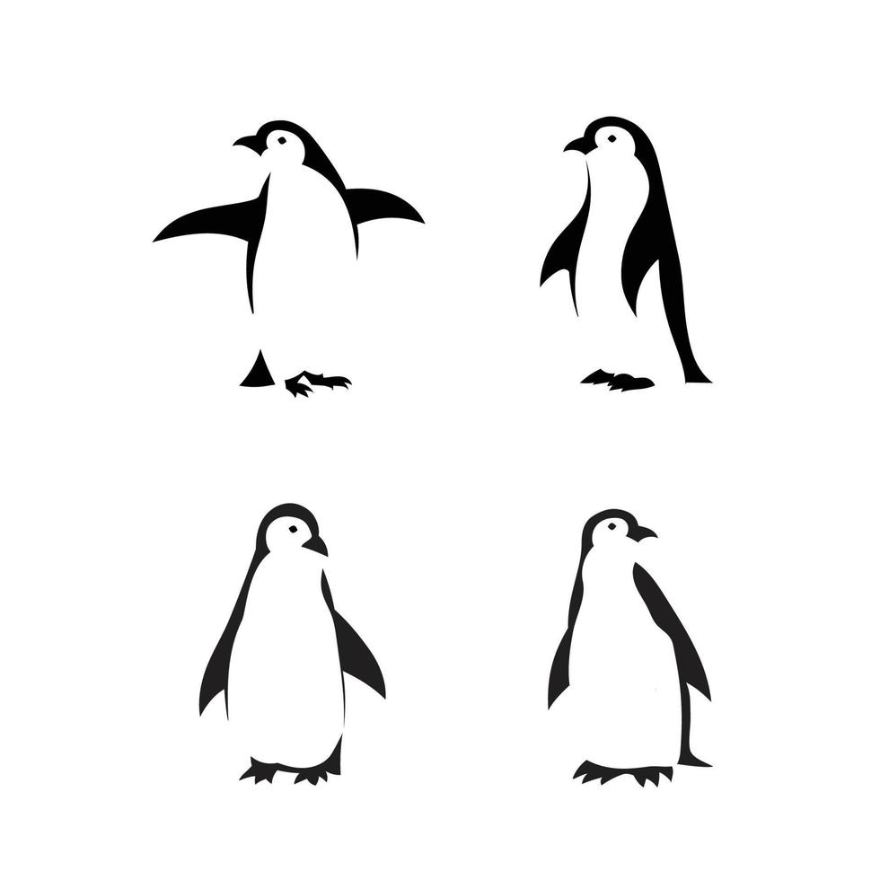 lindo pingüino silueta vector