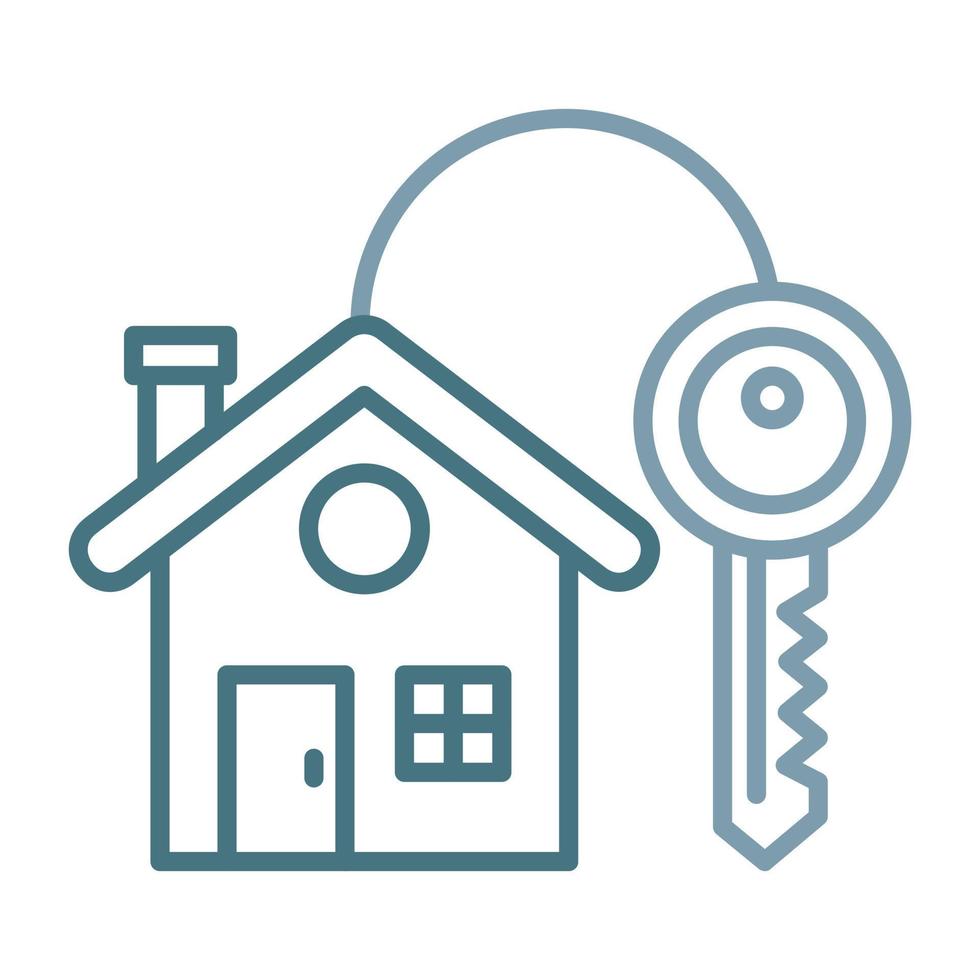 House Key Line Two Color Icon vector