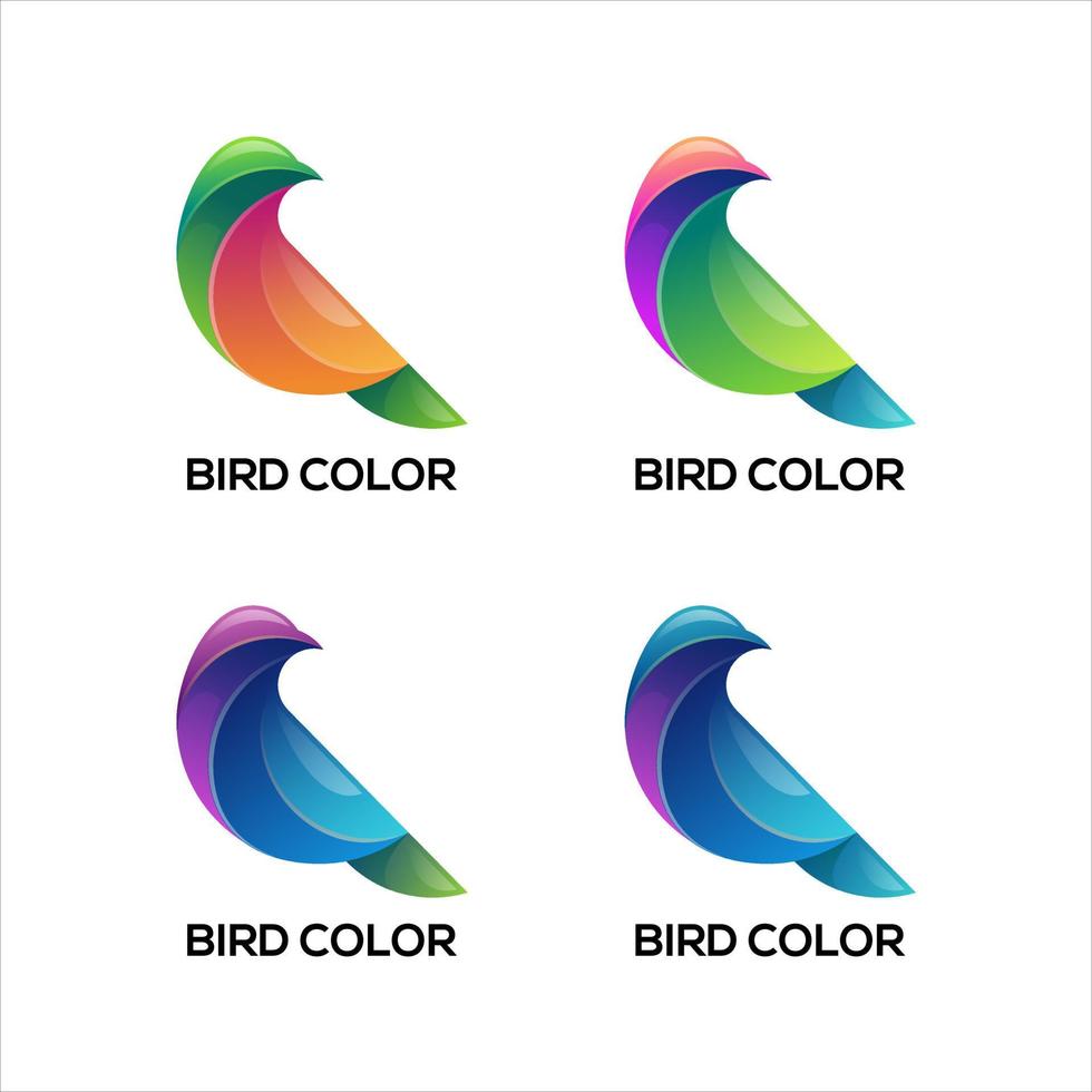 plantilla de degradado colorido de logotipo de pájaro vector