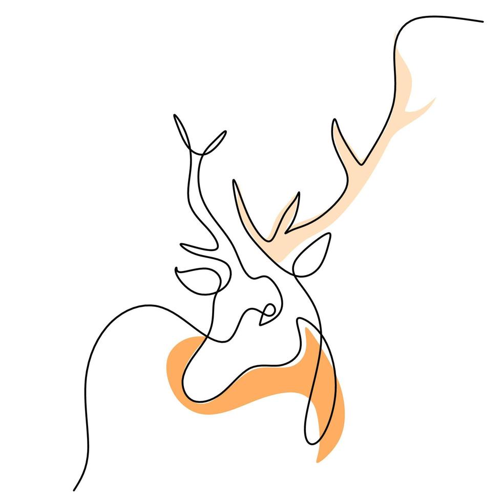 una línea continua de póster de cabeza de ciervo abstracto para papel tapiz vector