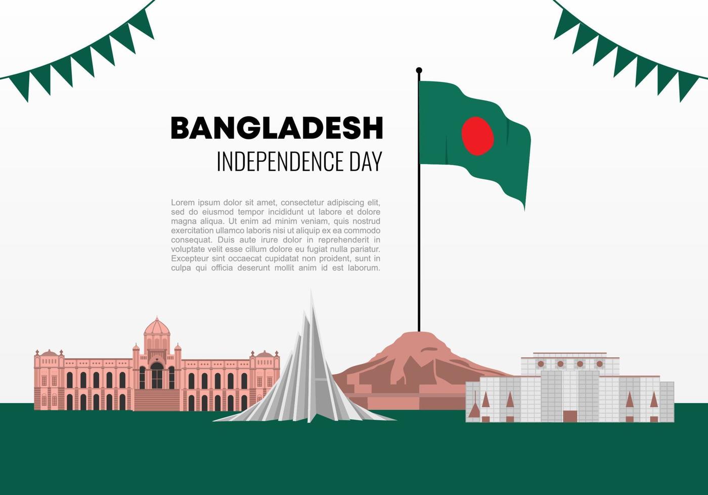 Fondo del día de la independencia de Bangladesh el 26 de marzo. vector