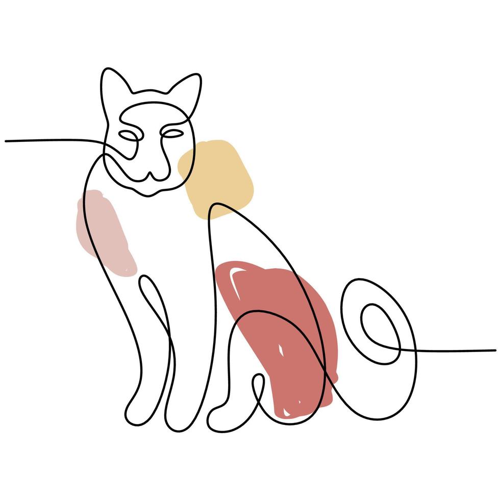 Continuous one single line of abstract cute cat vector