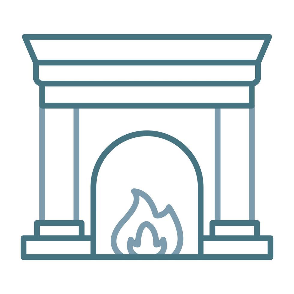 Fireplace Line Two Color Icon vector