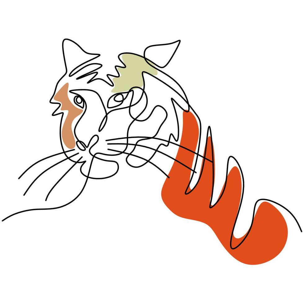 Continuous one line drawing of Tiger half body vector