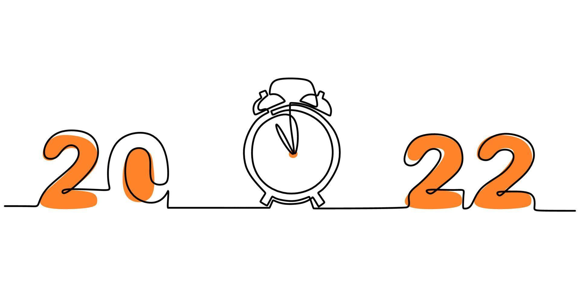 Continuous one line of a 2022 new year text. Chinese New year. vector