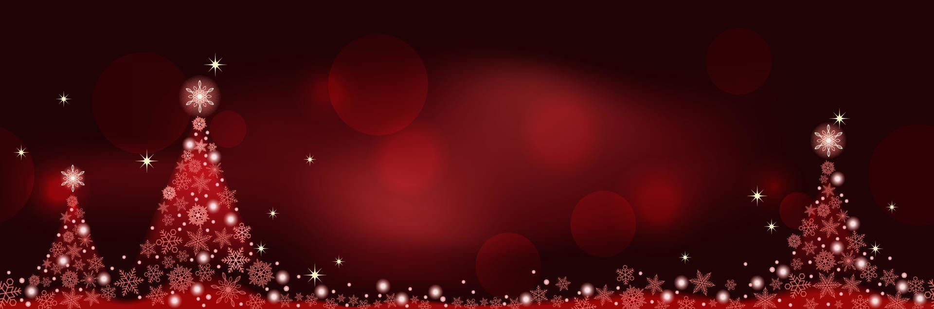 Abstract Red Winter Seamless Vector Background With Christmas Trees And Text Space. Horizontally Repeatable.