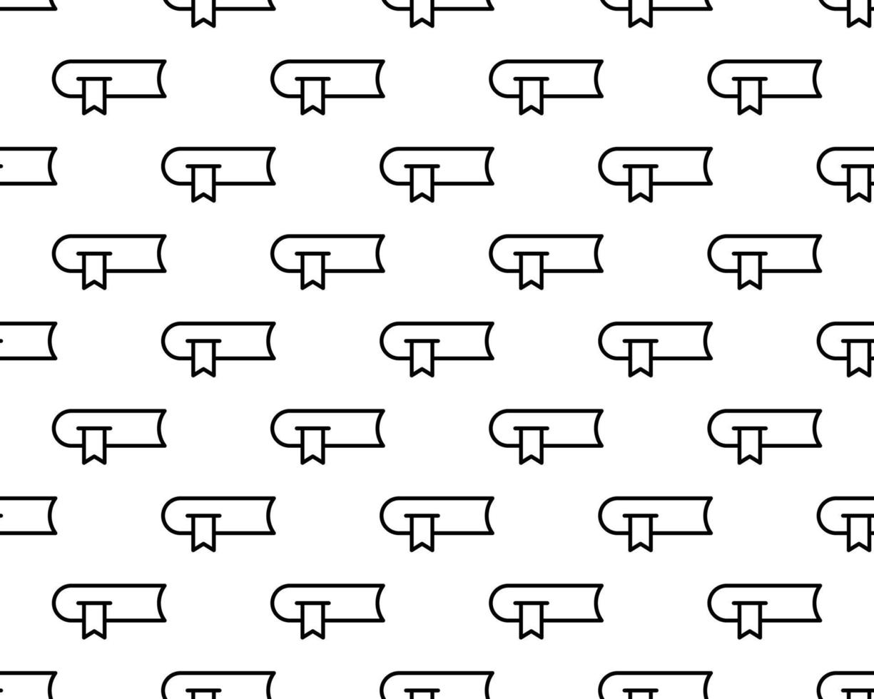 icono de libro de línea negra aislado de patrones sin fisuras sobre fondo blanco. ilustración vectorial vector