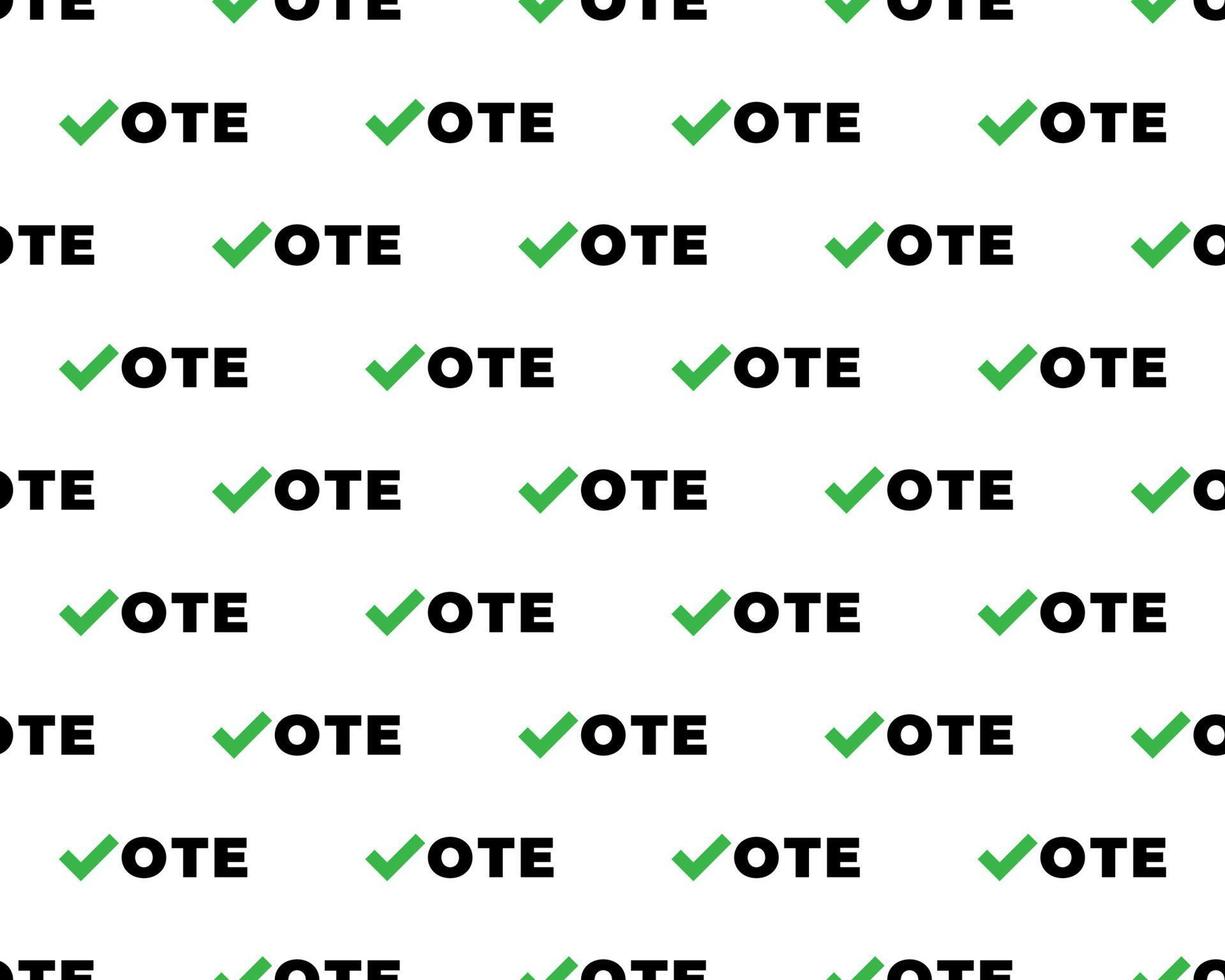 Check mark Vote seamless pattern, isolated on white background. Vector illustration, easy to edit.