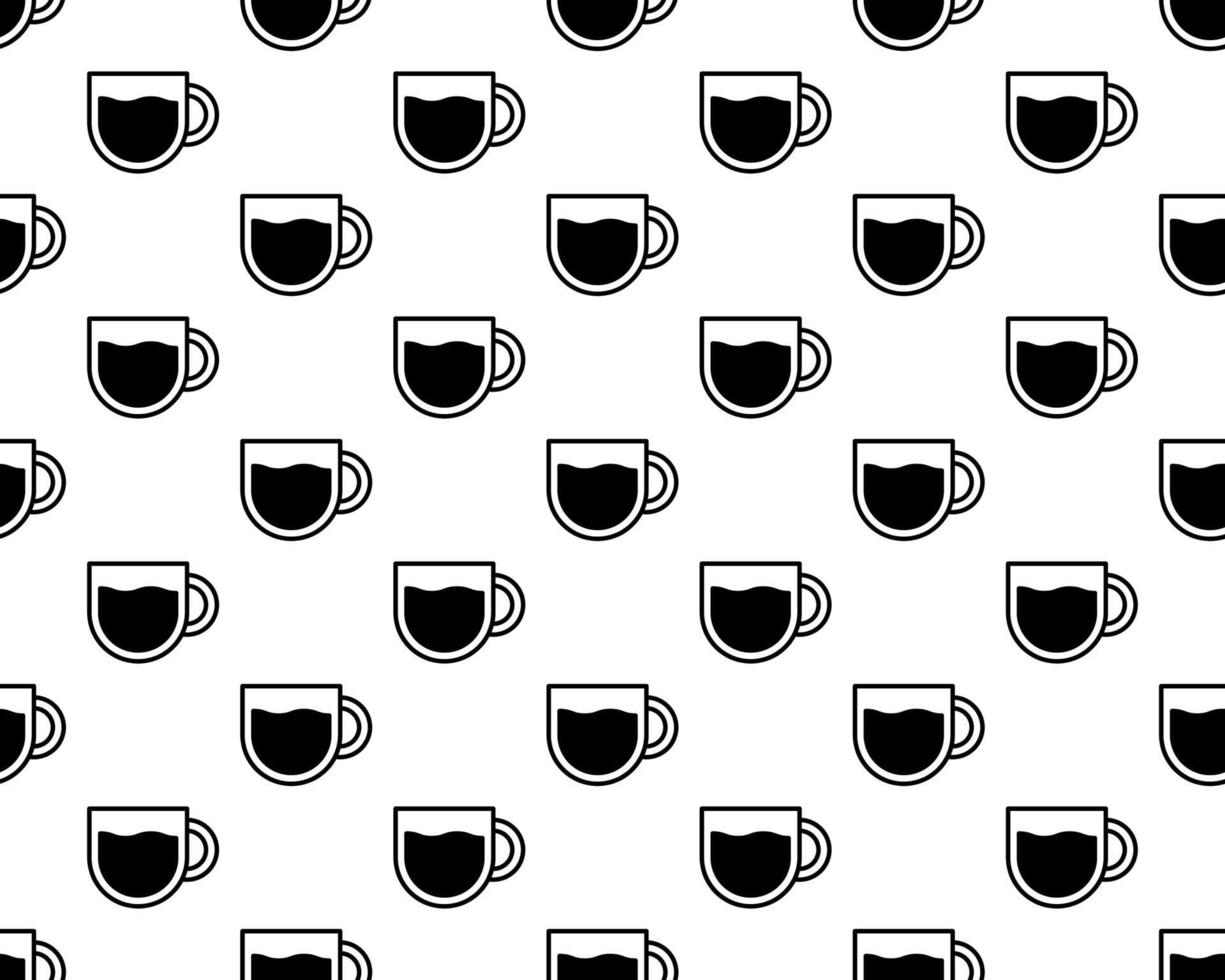 Cup With Coffee Bean For Take Away. Seamless Pattern On White Background. vector