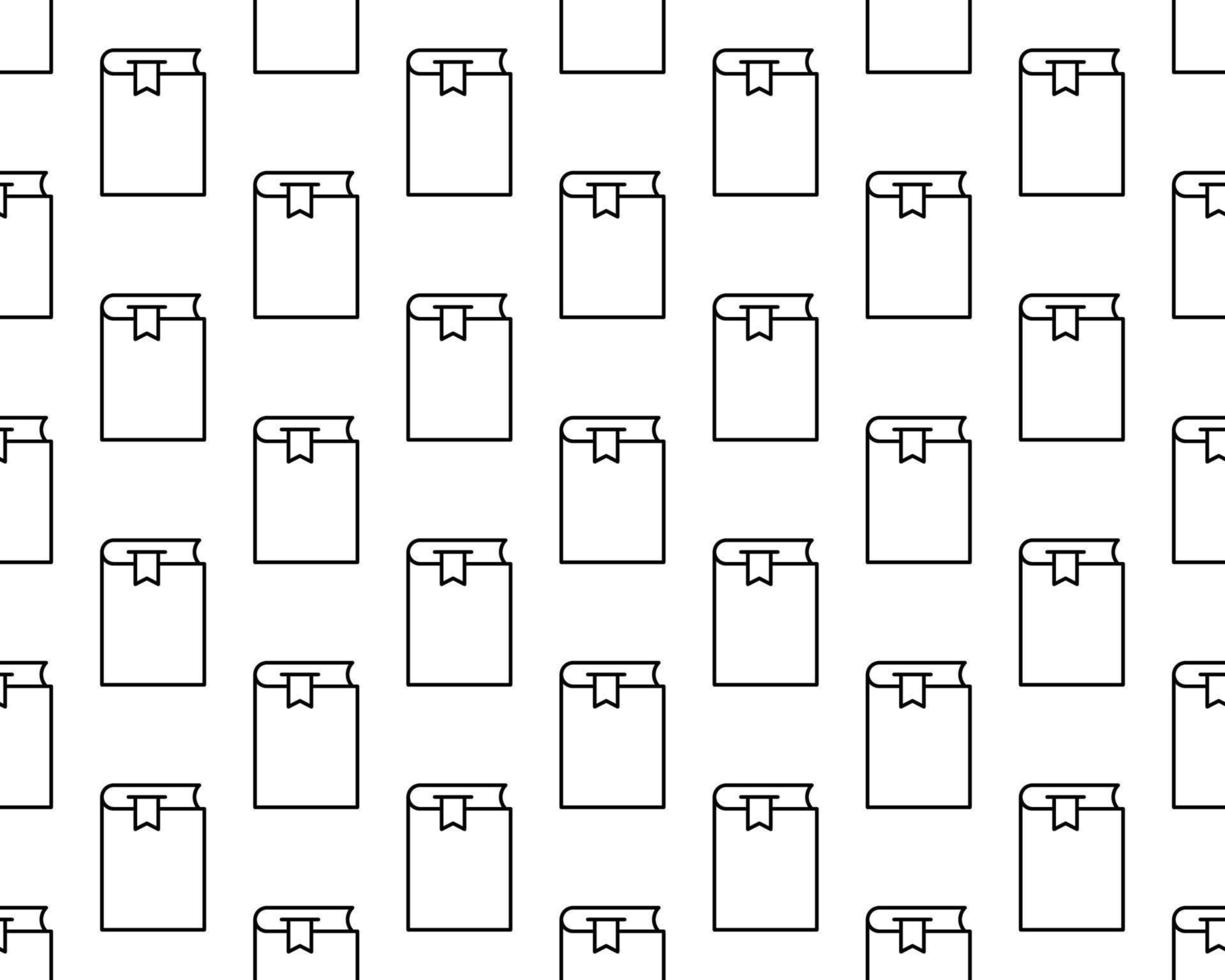 Black line book icon isolated seamless pattern on white background. Vector Illustration