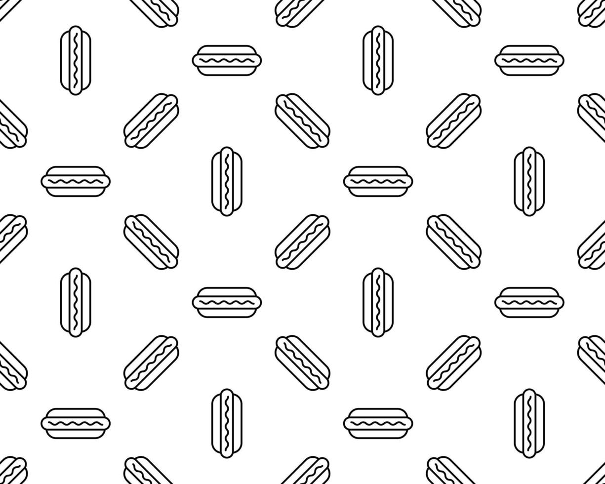 Fast food. Seamless background. Vector Hot Dog pattern. Signboard, banner. Background for menu, cafe, restaurant, bar, nightclub design.