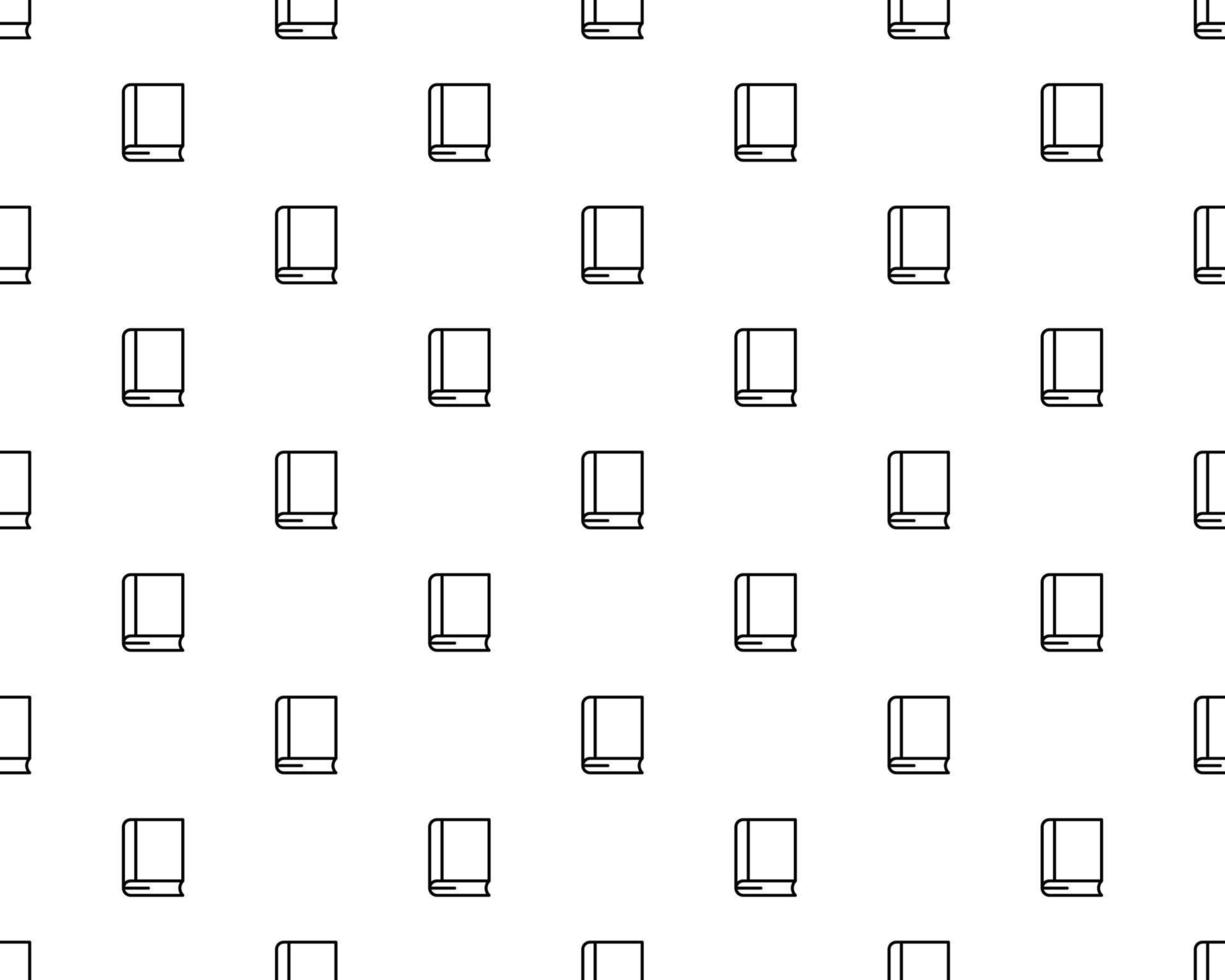 Black line book icon isolated seamless pattern on white background. Vector Illustration