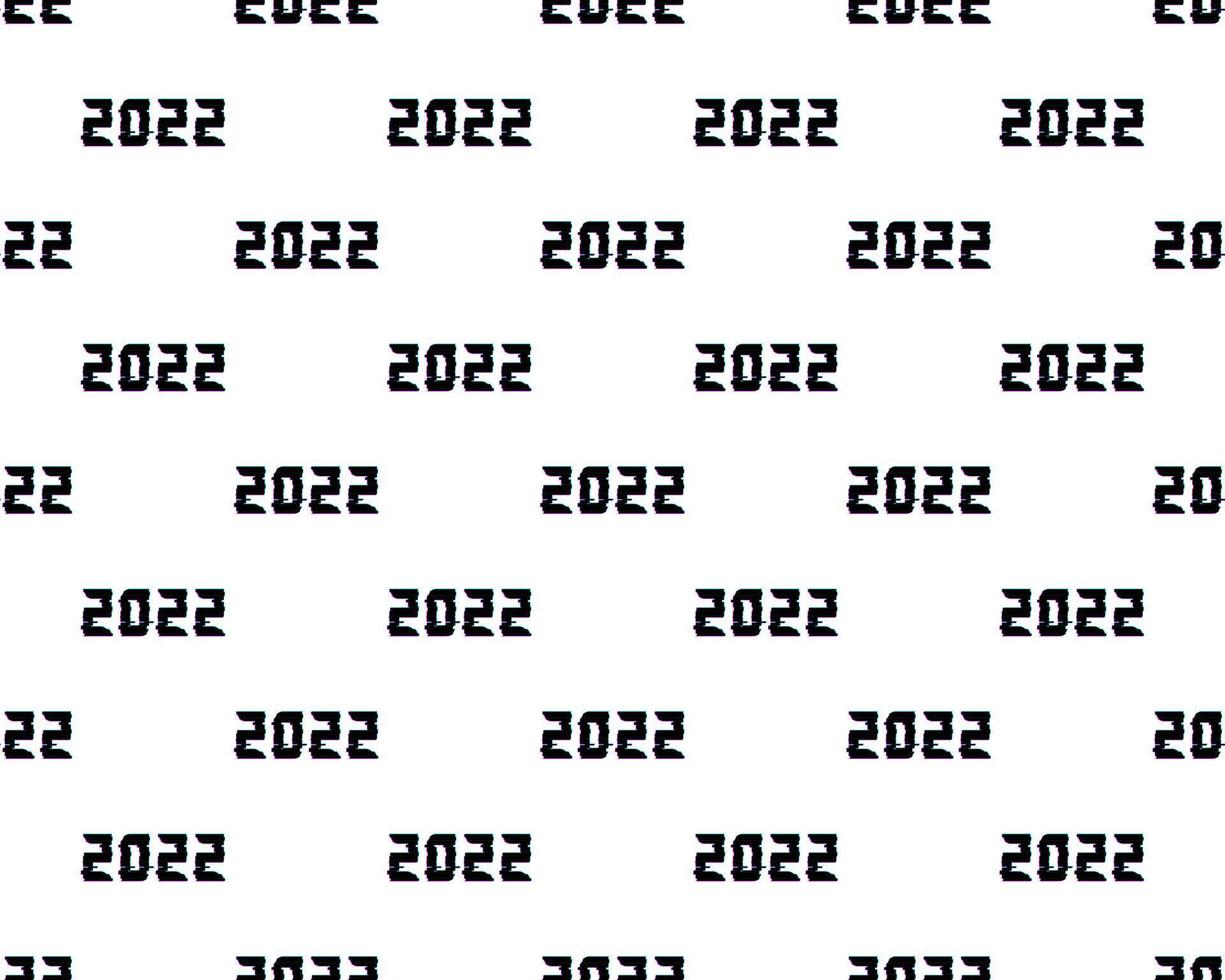 Seamless 2022 abstract pattern. Repetitive vector illustration of 2022 text on white background. EPS10.