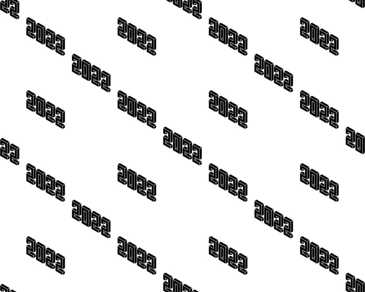 Seamless 2022 abstract pattern. Repetitive vector illustration of 2022 text on white background. EPS10.