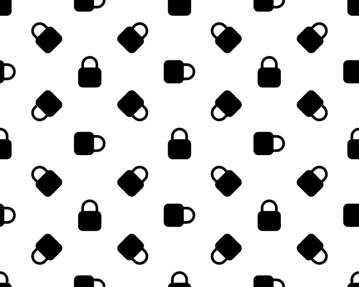 Square seamless background pattern from geometric shapes. The pattern is evenly filled with black padlock symbols. Vector illustration on white background
