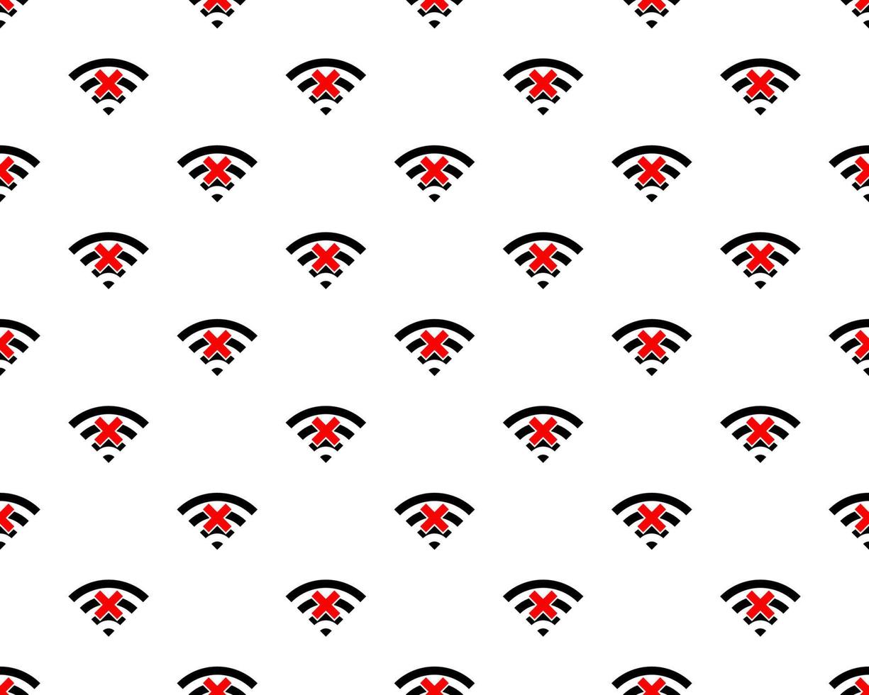 No Wifi Signal Icon Seamless Pattern, No Wi-Fi Signal Icon, Search Not Found Wireless Network Protocol Icon Vector Art Illustration