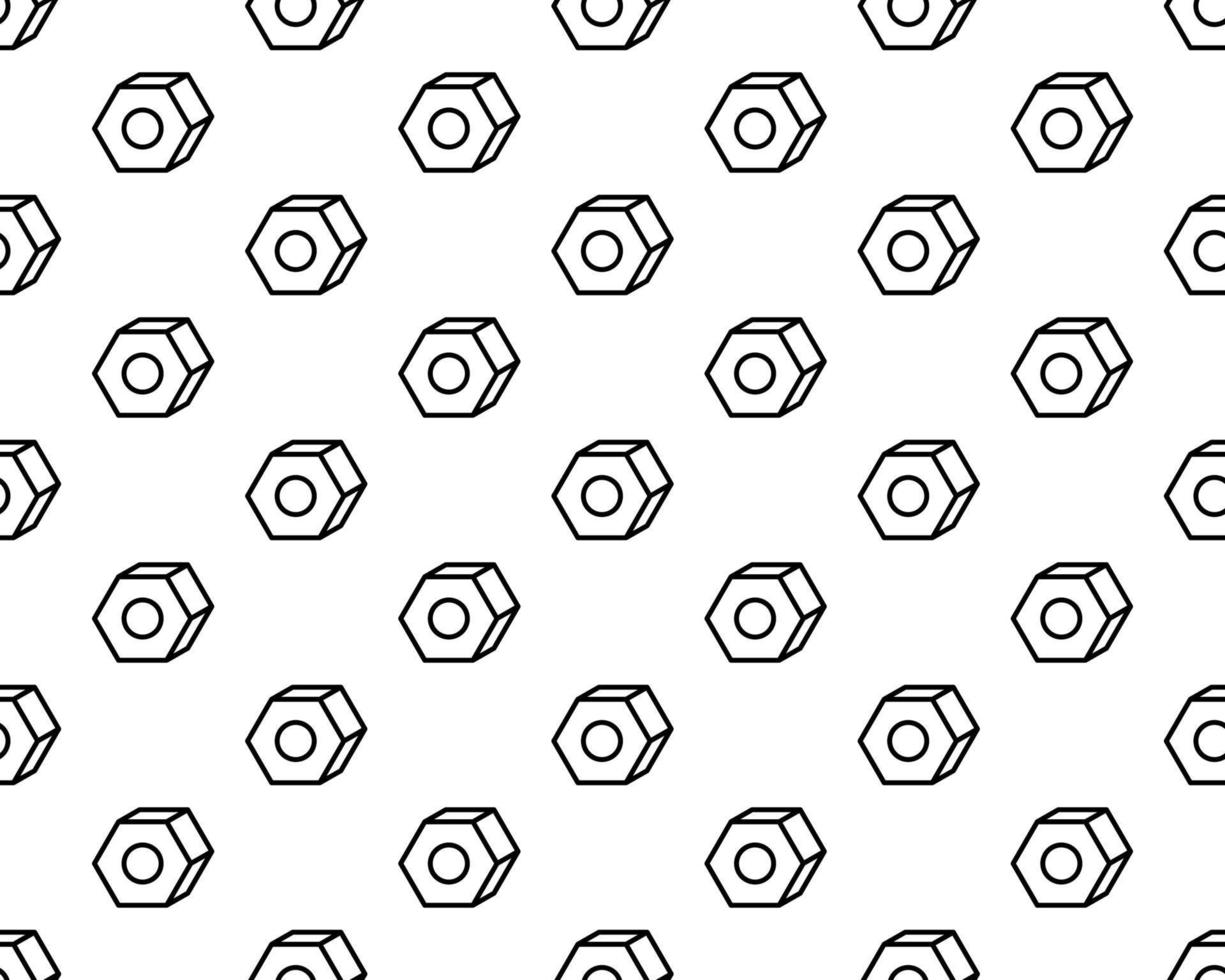 Icono de tuerca hexagonal de patrones sin fisuras, icono de sujetador de orificio roscado ilustración de arte vectorial vector