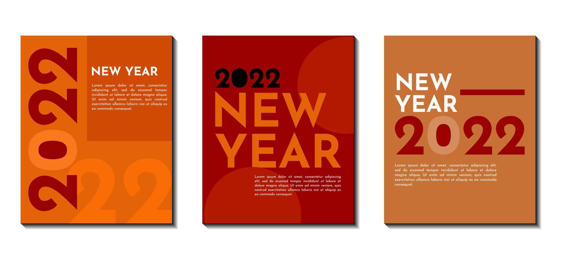 Collection of creative concepts 2022 happy new year background design templates. Perfect for poster, banner, cover, greeting card, flyer, social media post, etc. vector