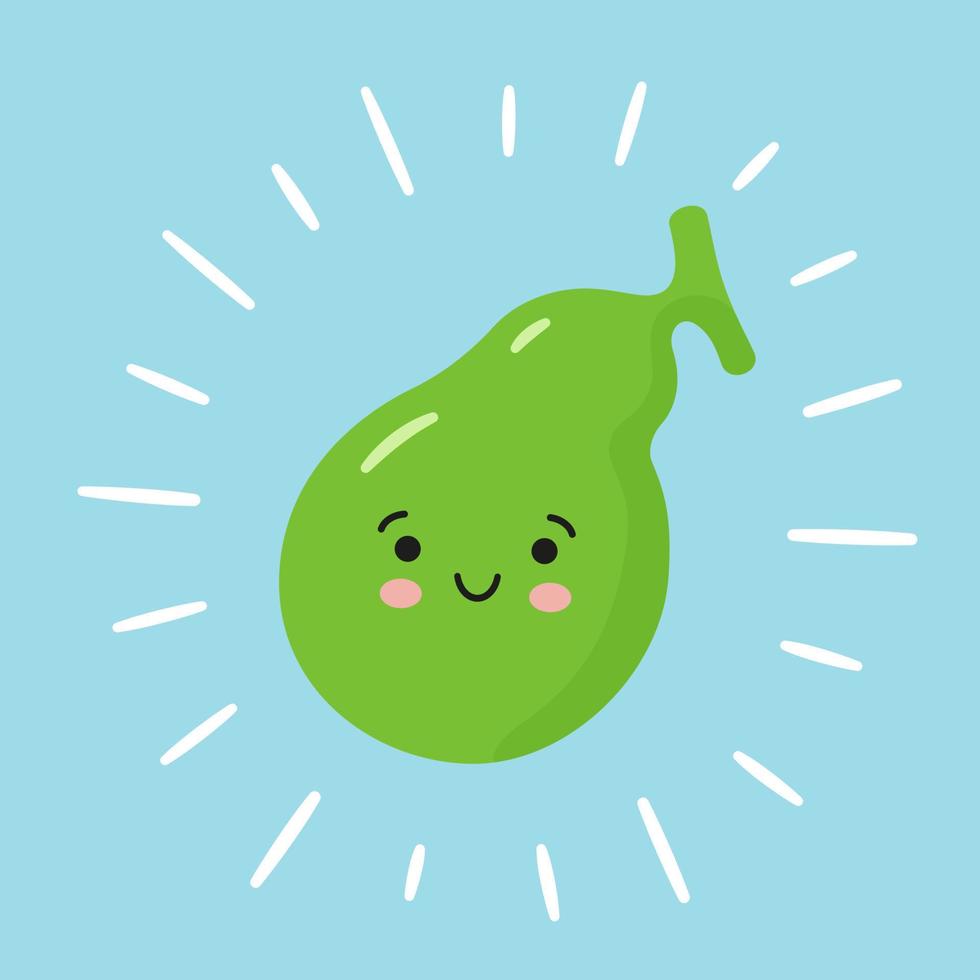 Happy healthy gallbladder and sick sad gallbladder with stones. Characters to illustrate the problem of cholecystitis, gallstone disease. vector