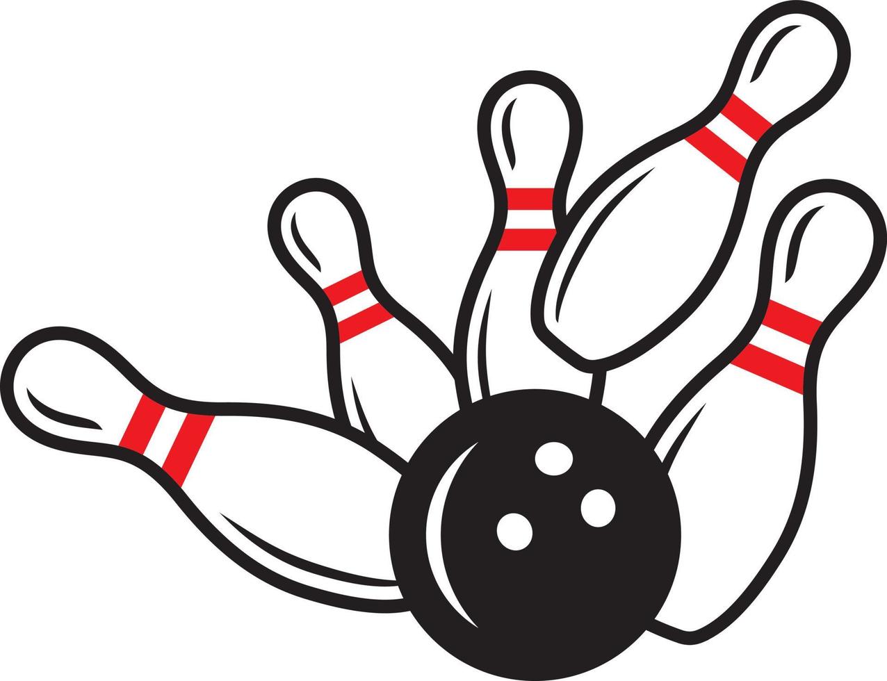 Bowling pins and ball vector