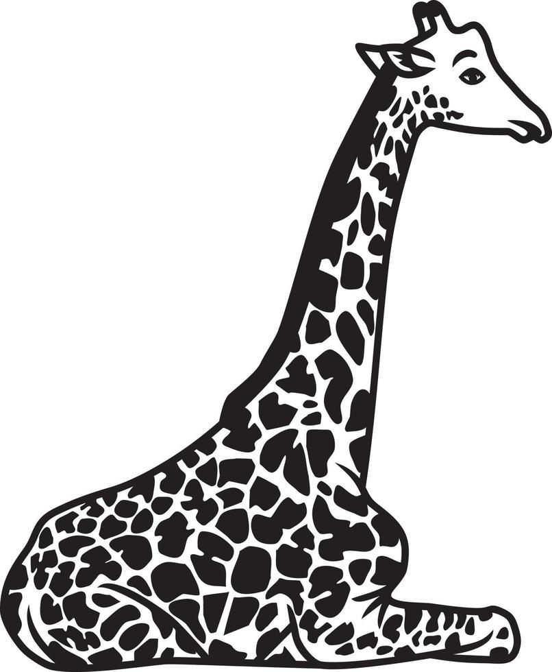 Giraffe. Black and white icon vector