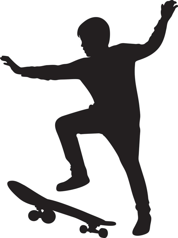 Skateboard and skater boy silhouette vector