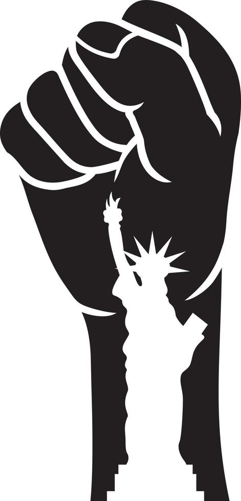 Statue of liberty in revolution fist vector