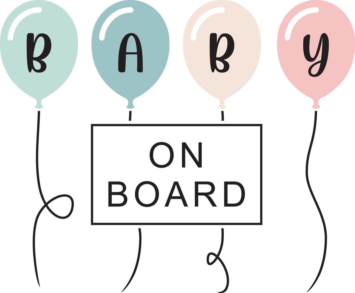 BABY ON BOARD balloons vector