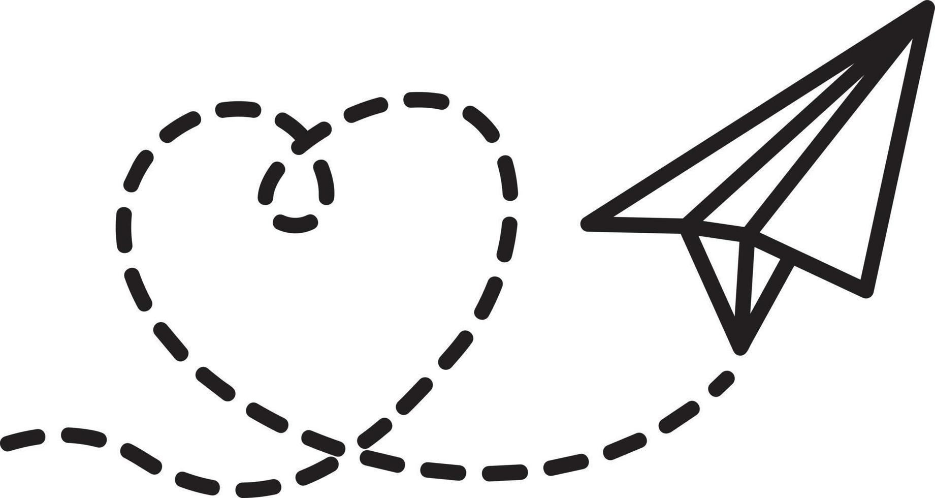Paper airplane with heart trail vector