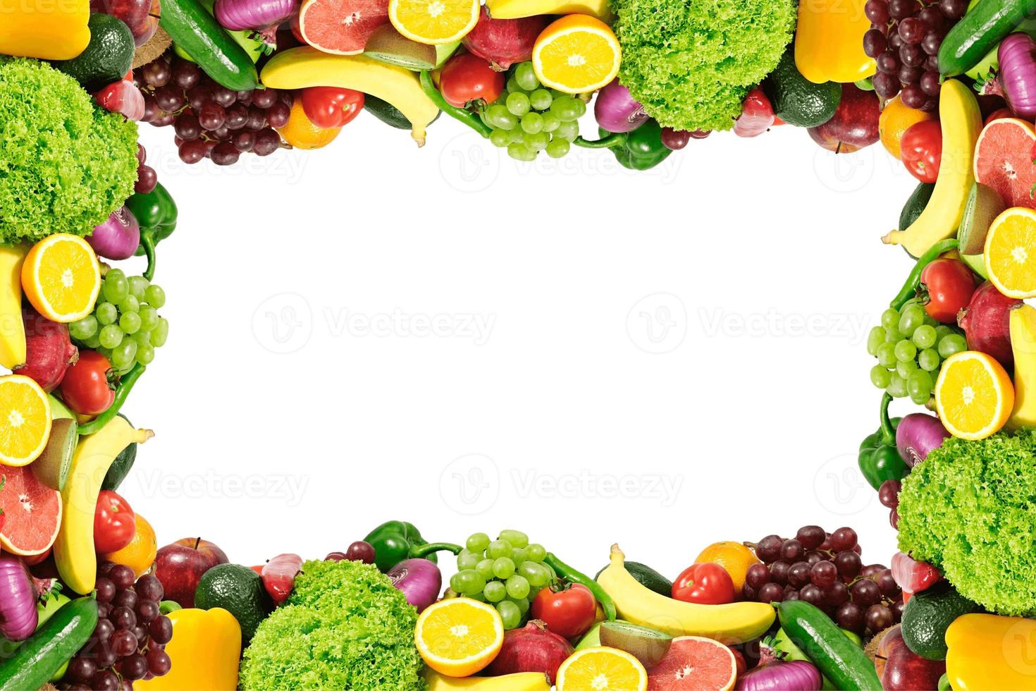 Food background, fruit and vegetable background with copy space for text, fresh food ingredients for cooking, top view with copy space, food advertising banner photo