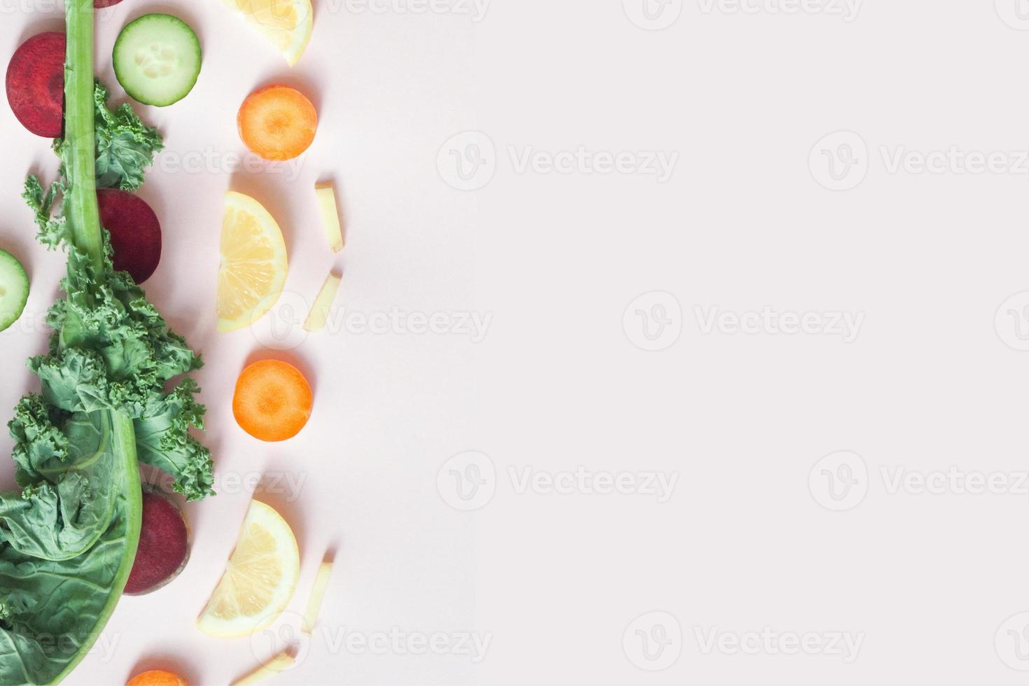 Fondo de alimentos, Fondo de frutas y verduras con espacio para copiar texto, ingredientes de alimentos frescos para cocinar, vista superior con espacio de copia, banner publicitario de alimentos foto