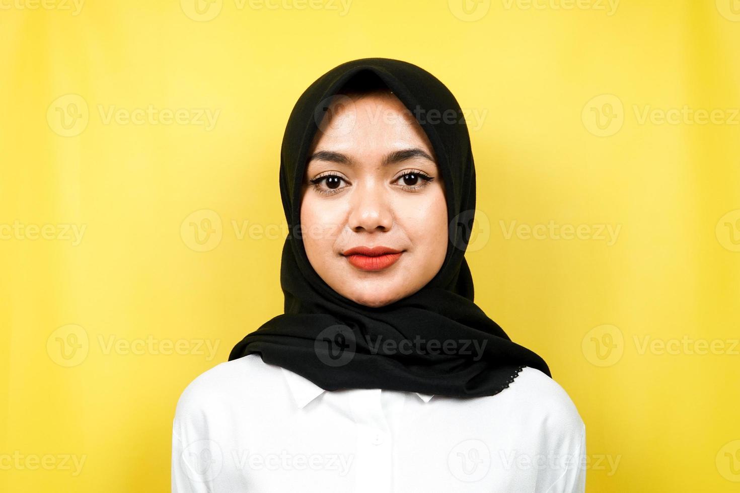 Closeup of beautiful young muslim woman isolated photo