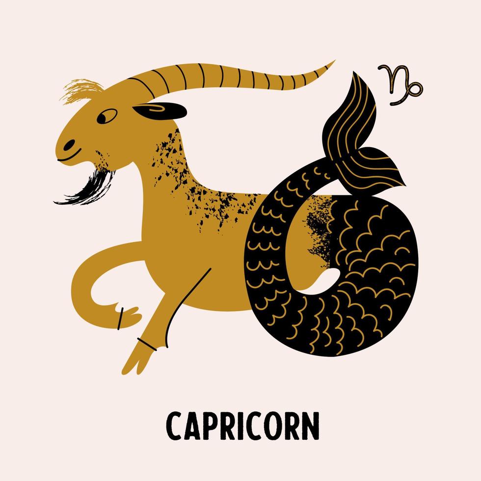 Capricorn is a sign of the zodiac. Horoscope and astrology. Vector illustration in a flat style.