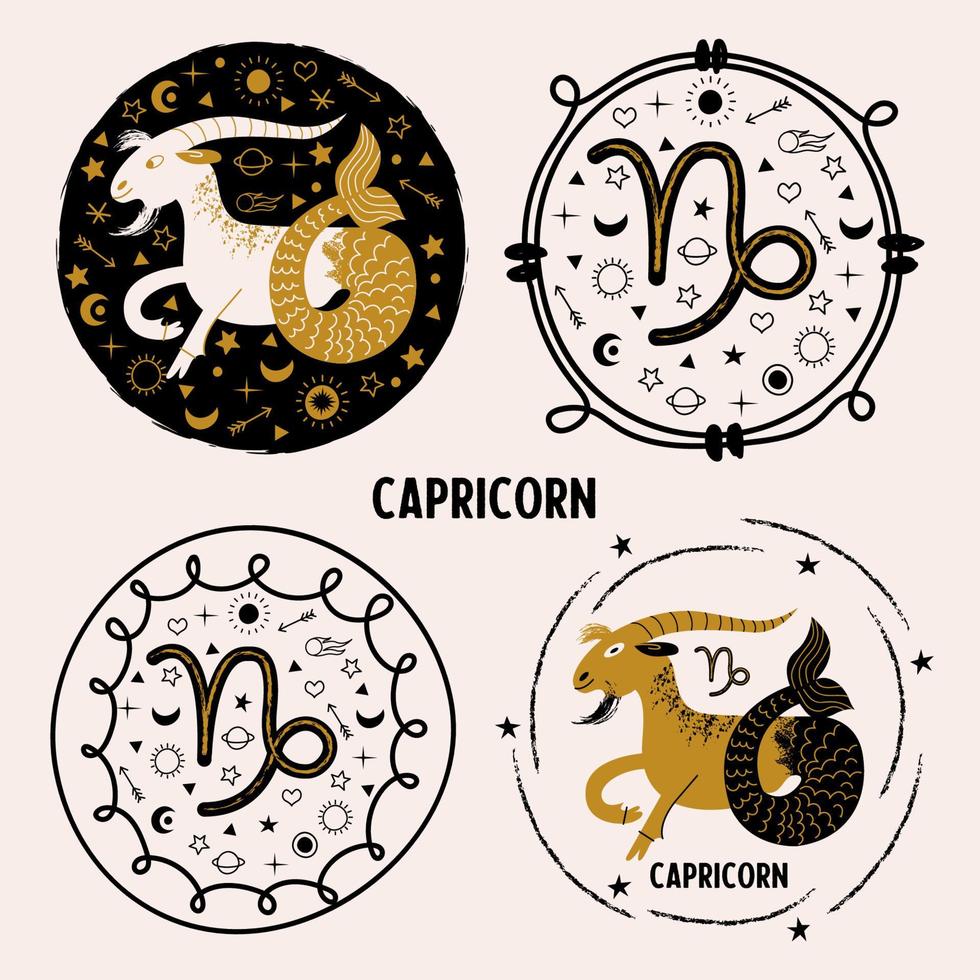 Capricornio es un signo del zodíaco. horóscopo y astrología. ilustración vectorial en un estilo plano. vector