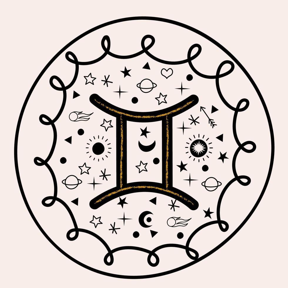 Gemini. Zodiac sign. Constellation of Gemini. Vector illustration in a flat style.