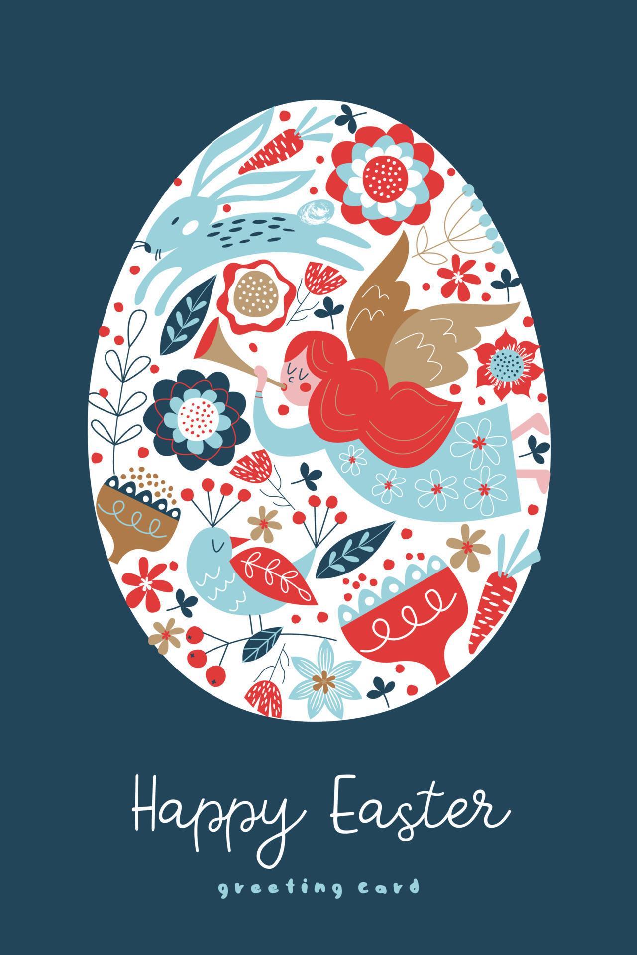Happy Easter Vector Template For Greeting Cards 4692720 Vector Art At 